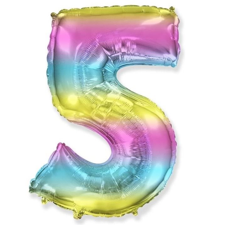 Balón fóliový číslica dúhová – rainbow – 102 cm – 5