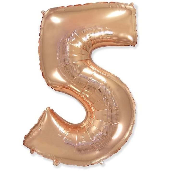 Balón fóliový číslica ružovo zlatá – rose gold 102 cm – 5