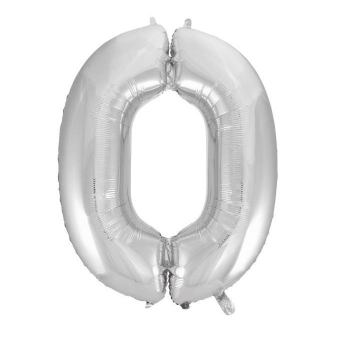 Balón fóliový číslice strieborné – silver 102 cm – 0
