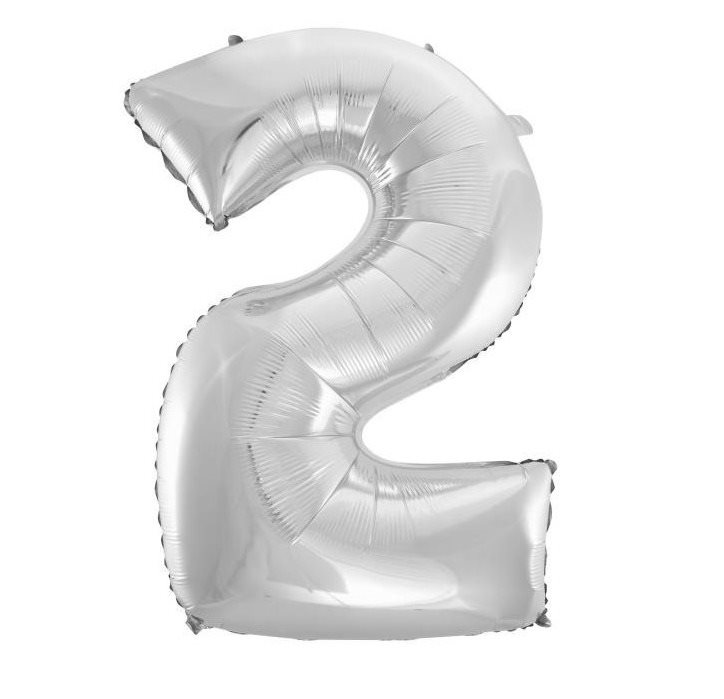 Balón fóliový číslice strieborné – silver 102 cm – 2