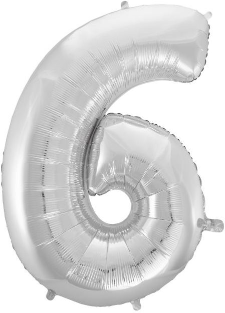 Balón fóliový číslica strieborná – silver 102 cm – 6