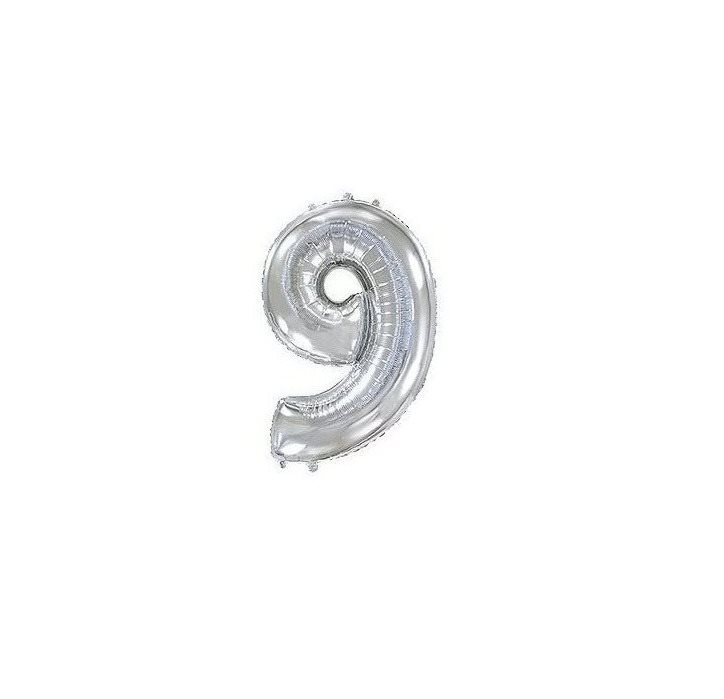 Balón fóliový číslica strieborná – silver 102 cm – 9