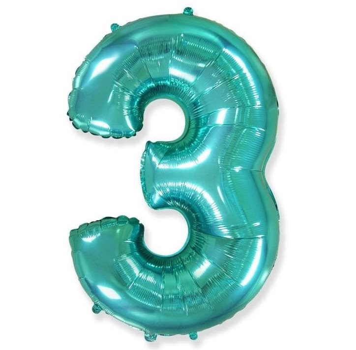 Balón fóliový číslica tyrkysová – tiffany 102 cm – 3