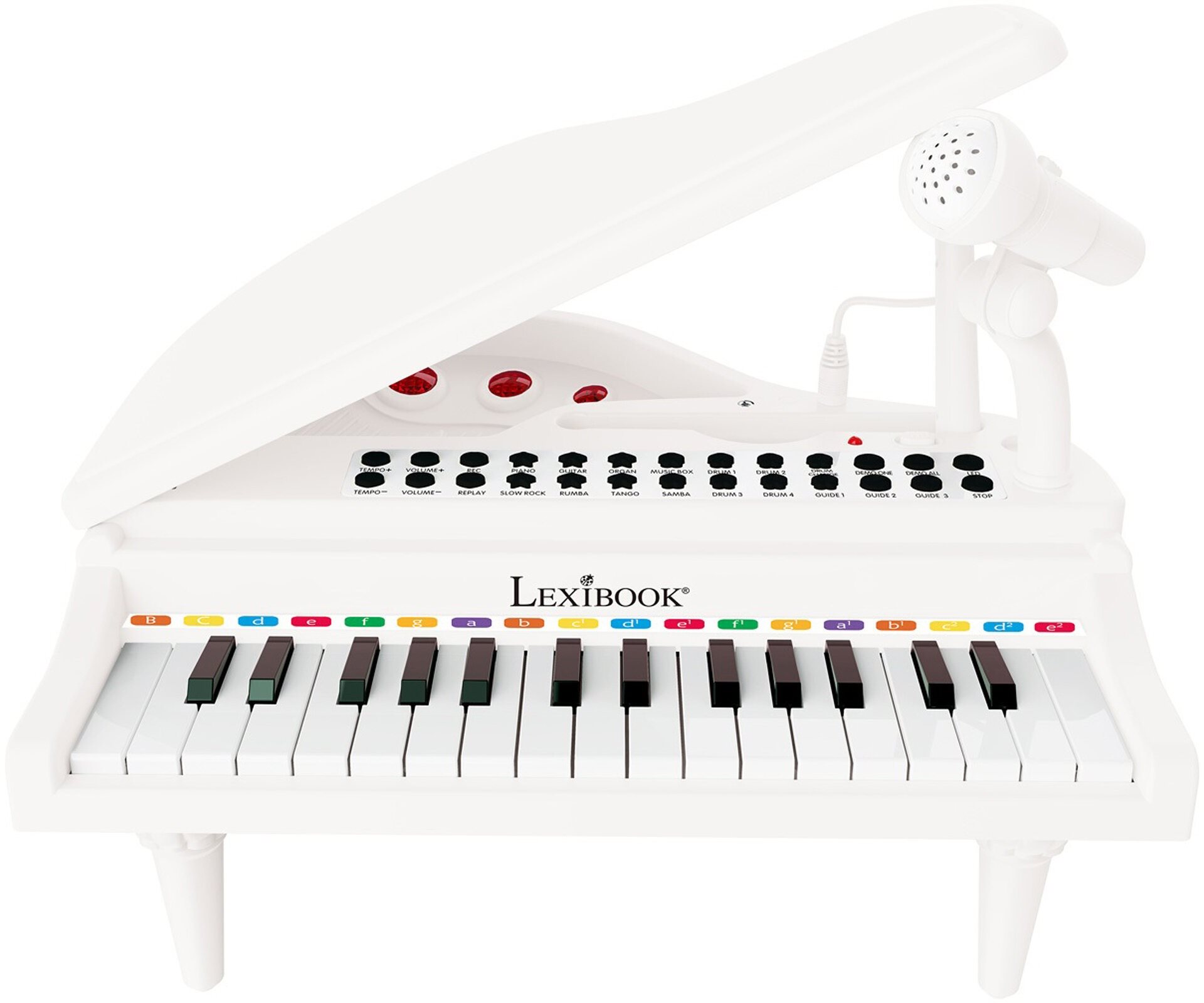 Lexibook Mini elektrické piano s mikrofónom a 31 svietiacimi klávesmi na ľahké učenie