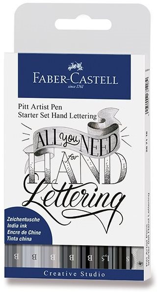 Popisovače Faber-Castell Pitt Artist Pen Hand Lettering, sada 9 ks