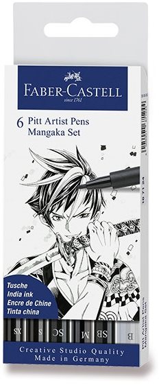 Popisovače Faber-Castell Pitt Artist Pen Manga Mangaka, sada 6 ks