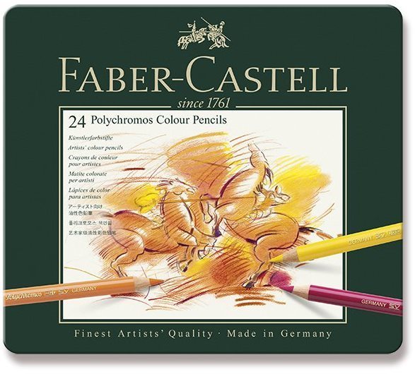 Pastelky Faber-Castell Polychromos v plechovej krabičke, 24 farieb