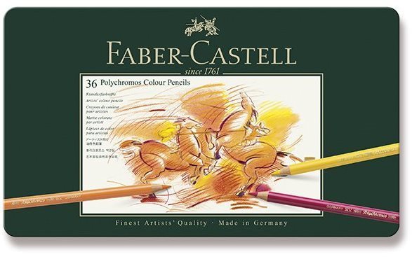 Pastelky Faber-Castell Polychromos v plechovej krabičke, 36 farieb