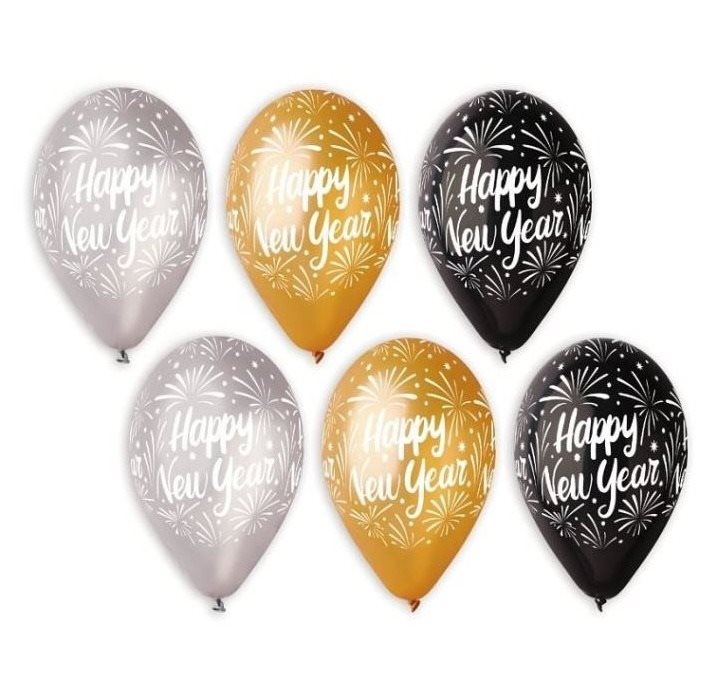Latexové balóniky - Happy New Year - Silvester - 6 ks - 30 cm