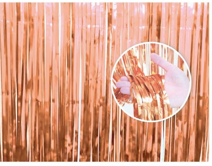 Párty záves – ružovo-zlatý – rosegold – 90 × 240 cm