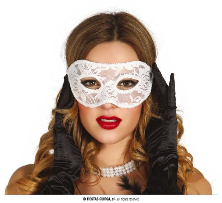 Škraboška - Maska Biela - Čipka