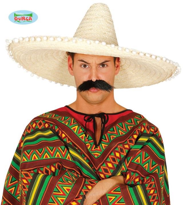 Slamený klobúk, sombrero s brmbolcami – Mexiko 60 cm