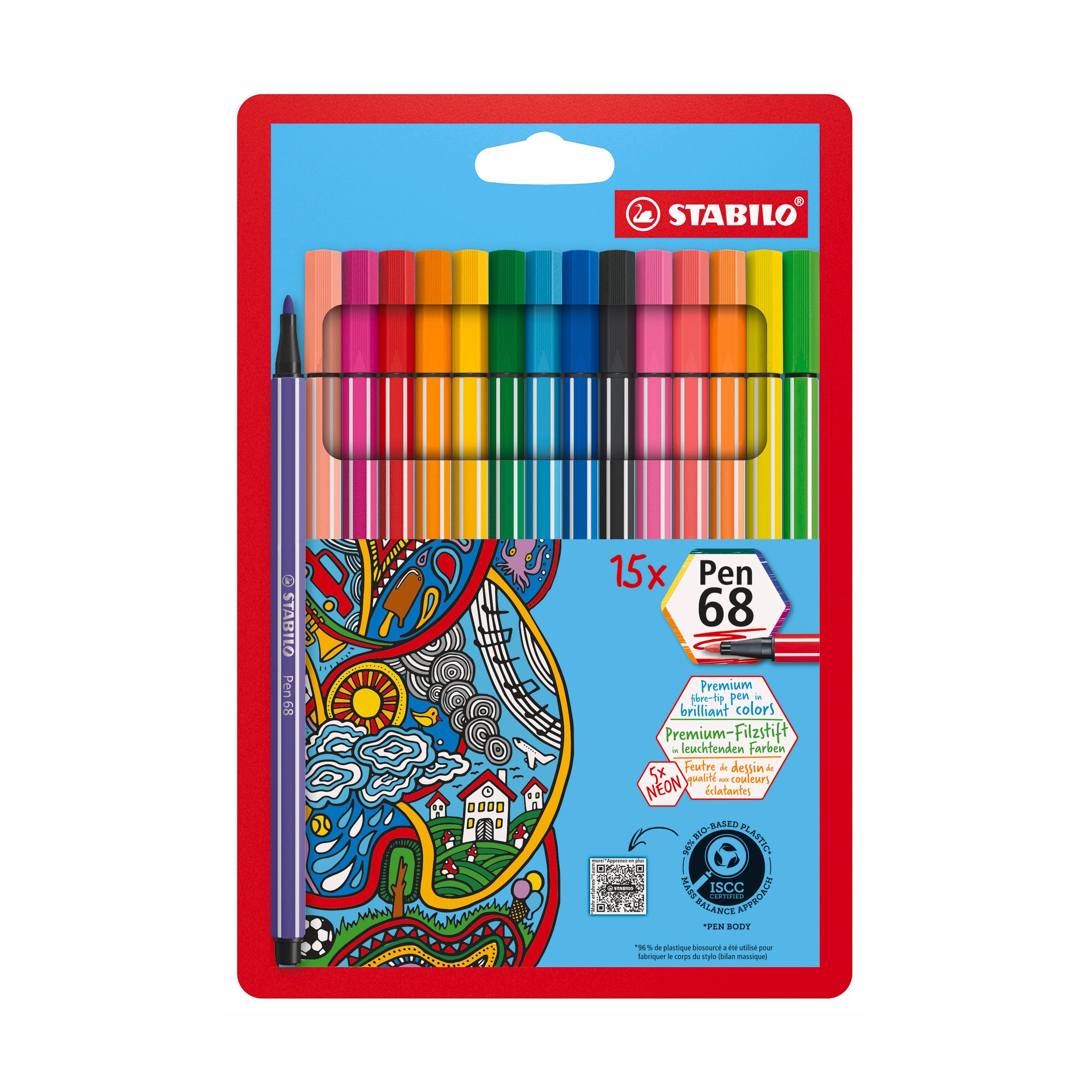 STABILO Pen 68, 10 + 5, neón, puzdro