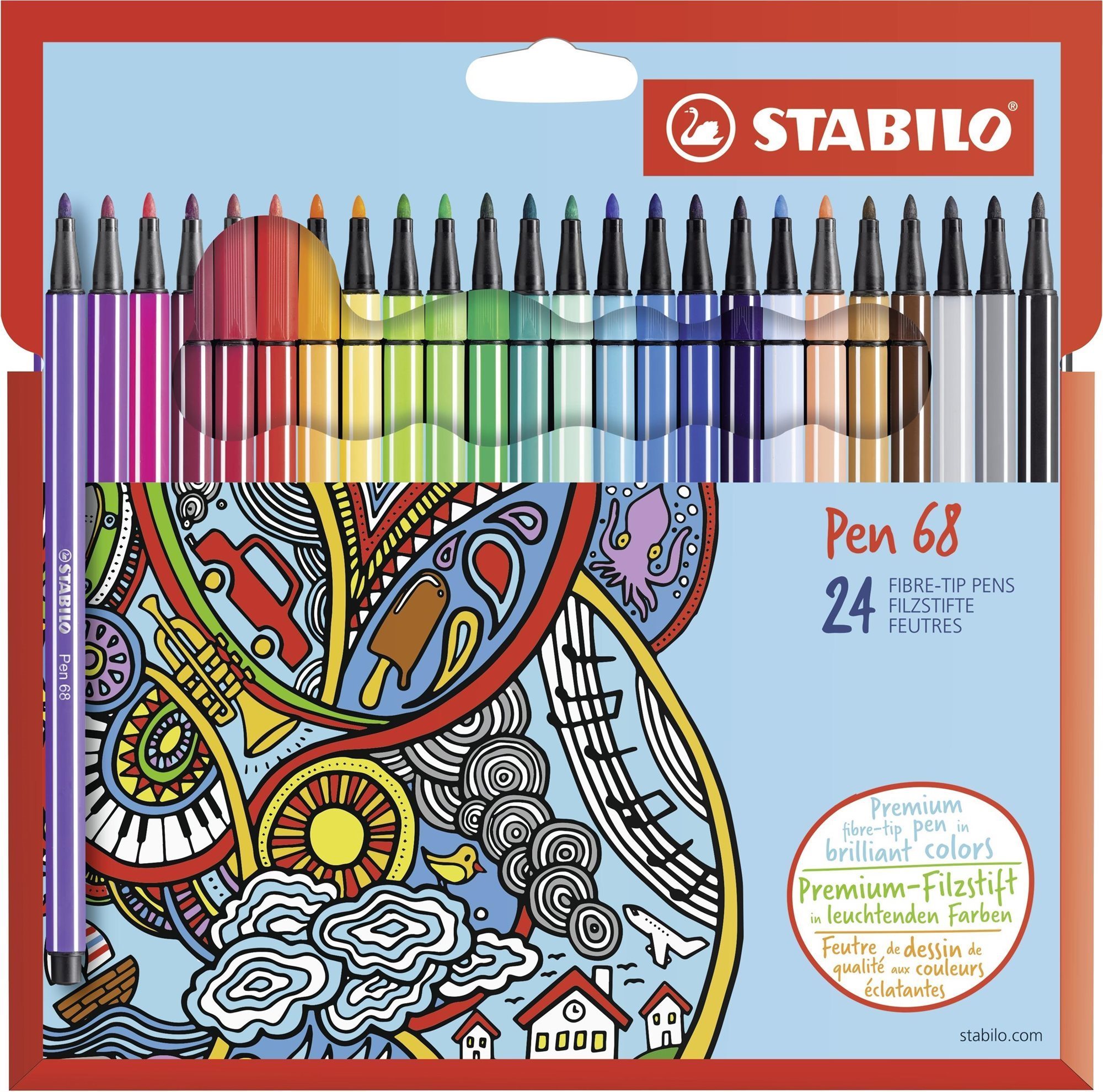 STABILO Pen 68, 24 ks, kartónové puzdro