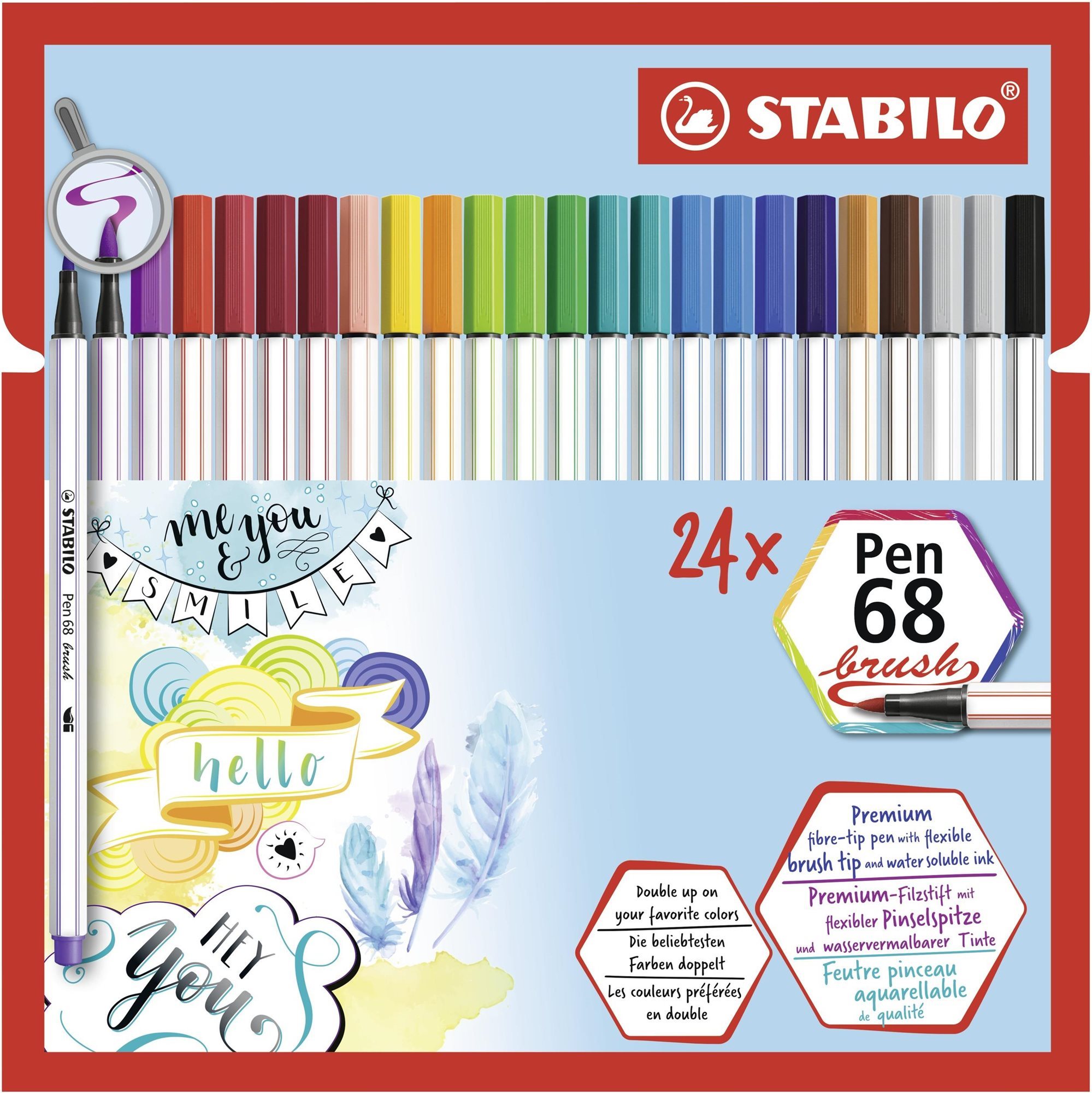 STABILO Pen 68, brush, 24 ks, puzdro