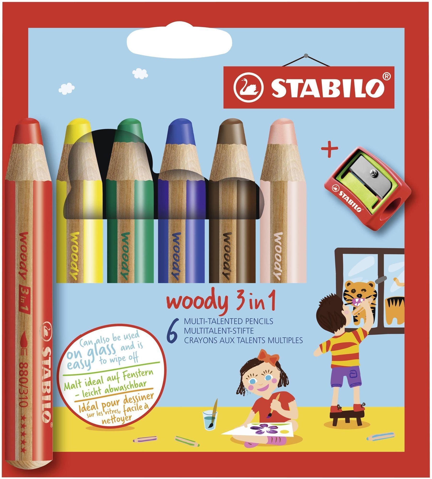 STABILO woody 3 in 1 6 ks puzdro so strúhadlom