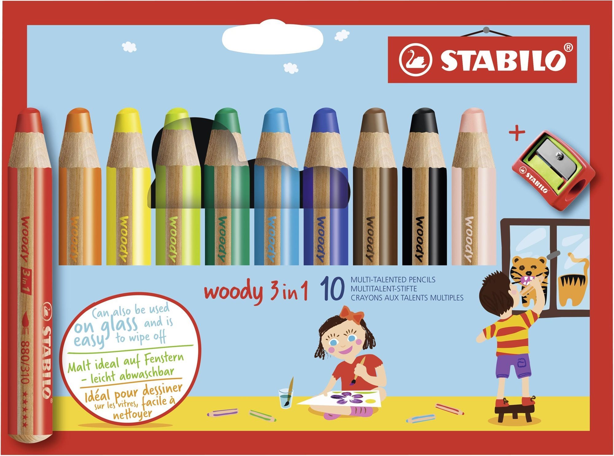 STABILO woody 3 in 1 10 ks, puzdro so strúhadlom