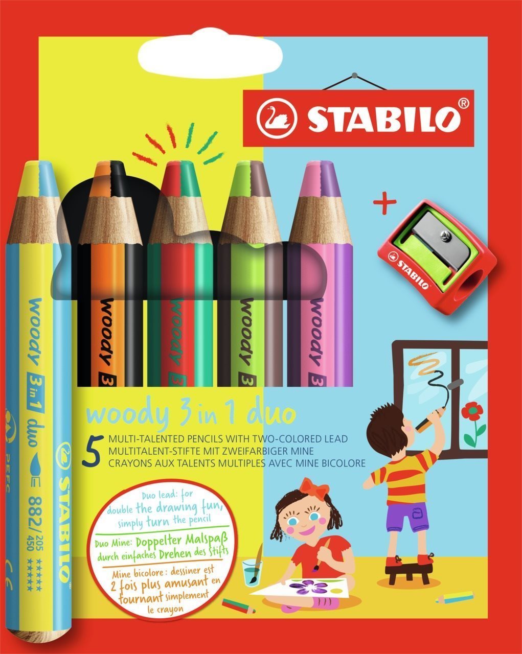 STABILO woody 3 in 1 duo 5 ks puzdro so strúhadlom