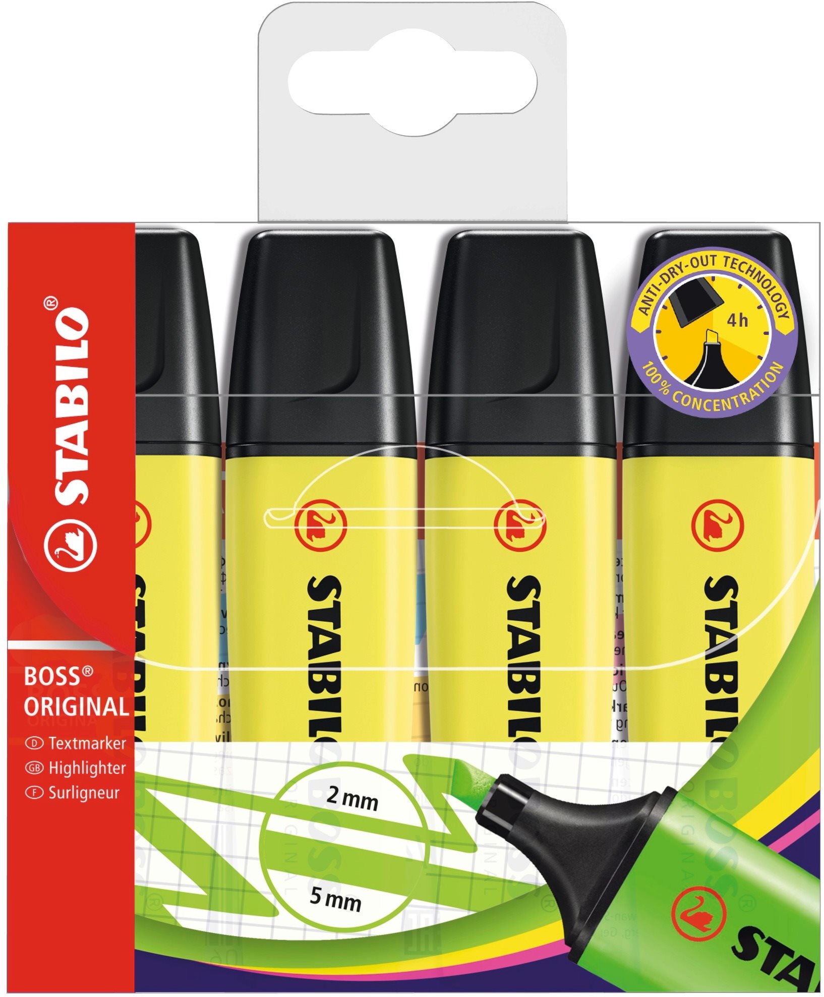 STABILO BOSS ORIGINAL 4 ks puzdro žlté