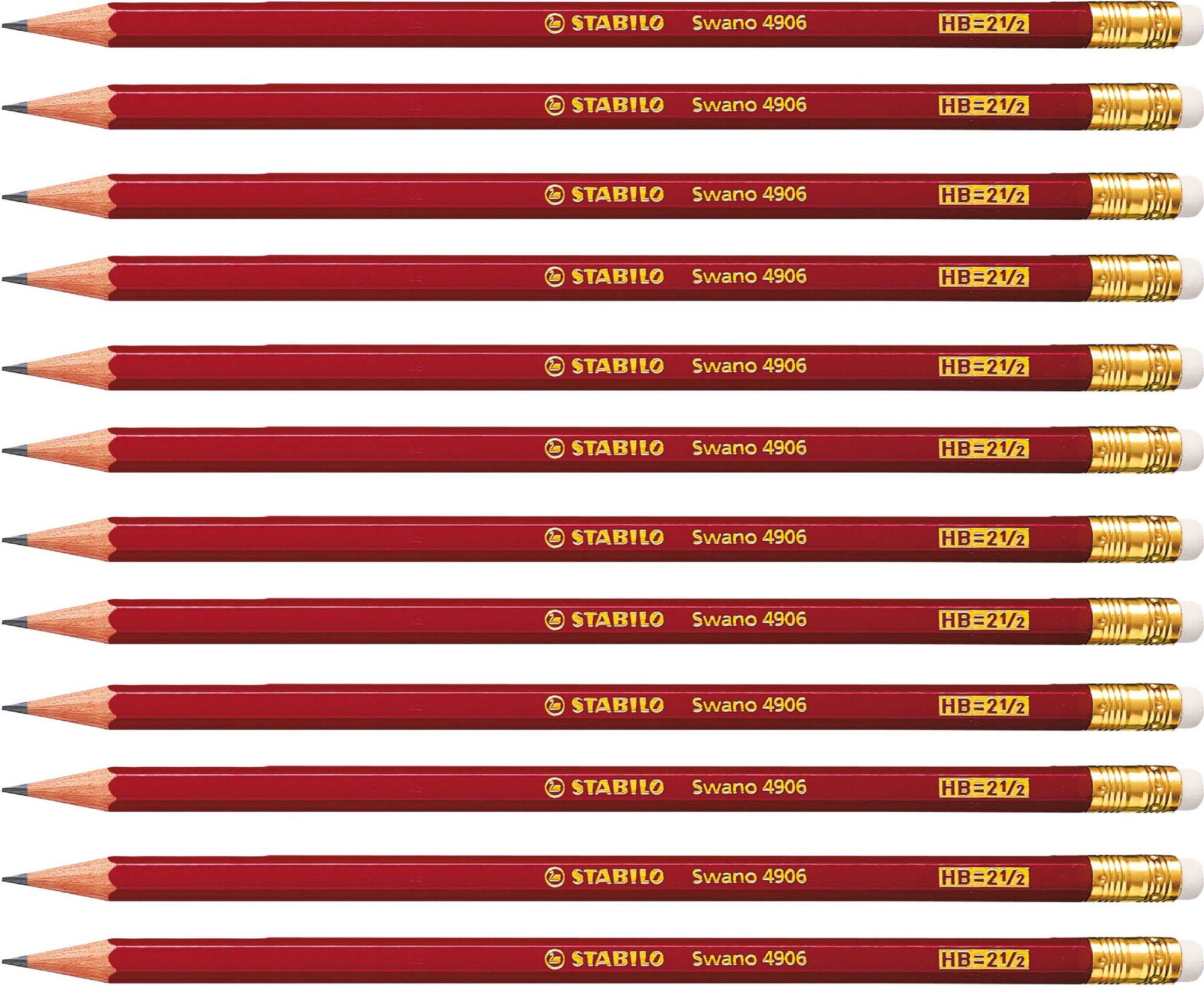 STABILO Swano, červená ceruzka s gumou, 12 ks
