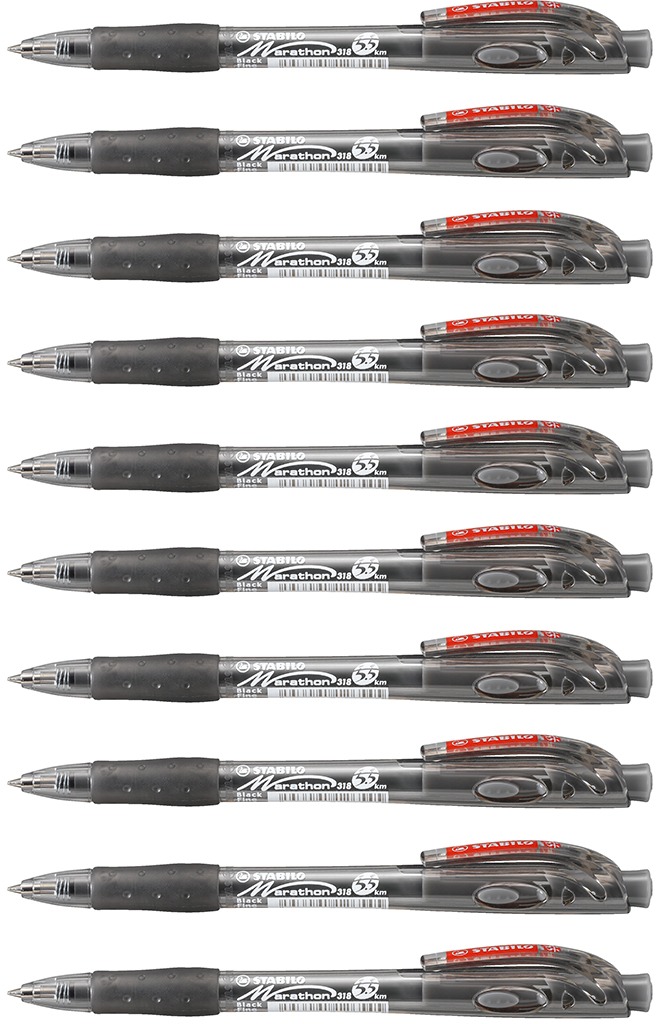 STABILO Marathon 318, čierne – balenie 10 ks