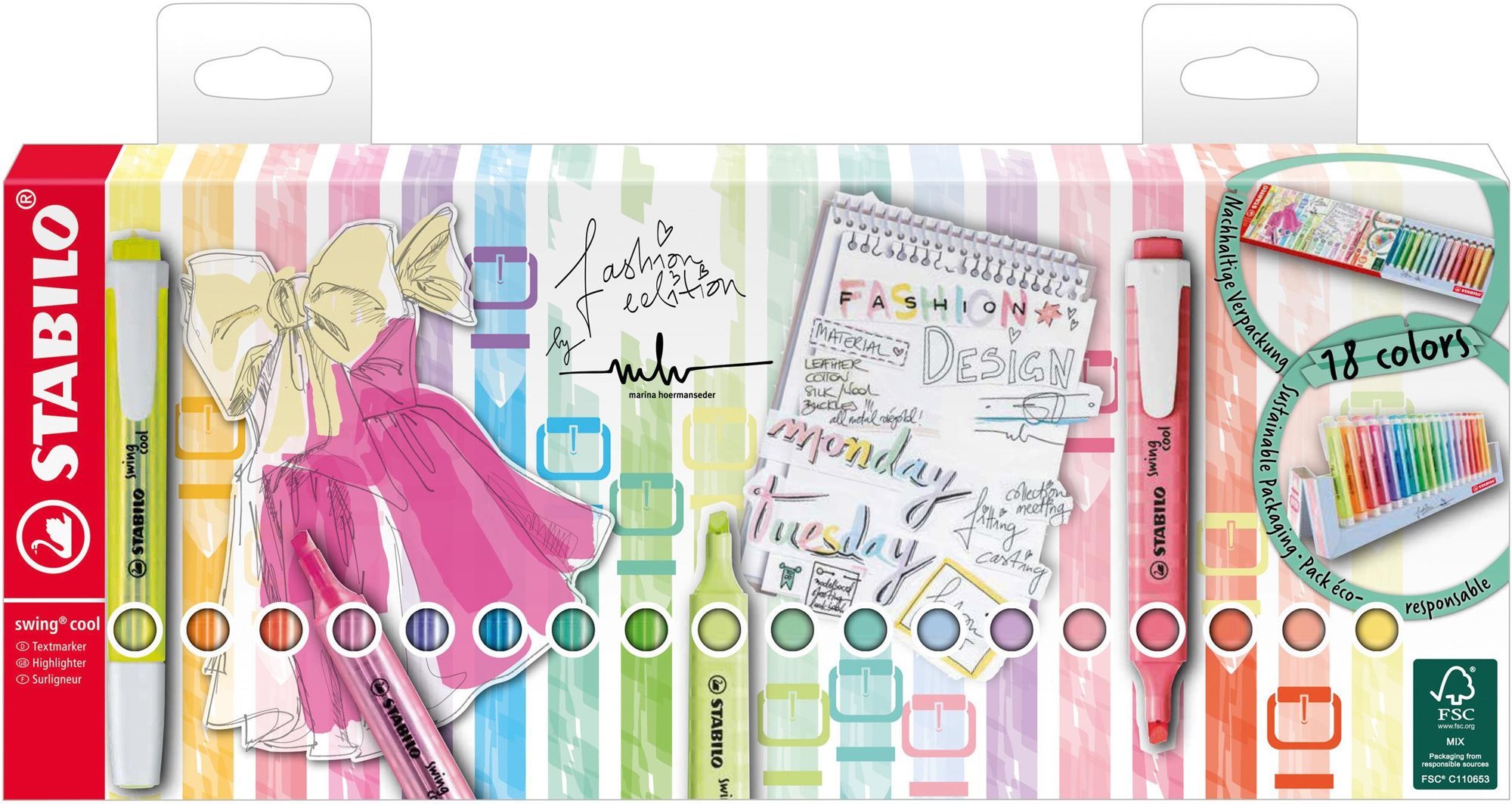STABILO swing cool 18 ks deskset módna edícia