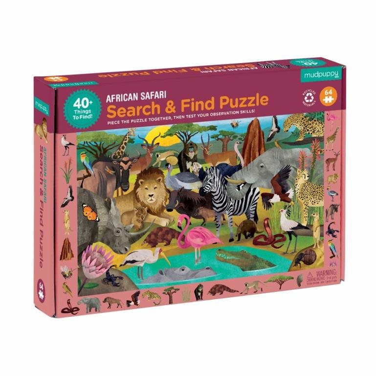 Puzzle hľadaj a nájdi – Africké safari (64 ks)