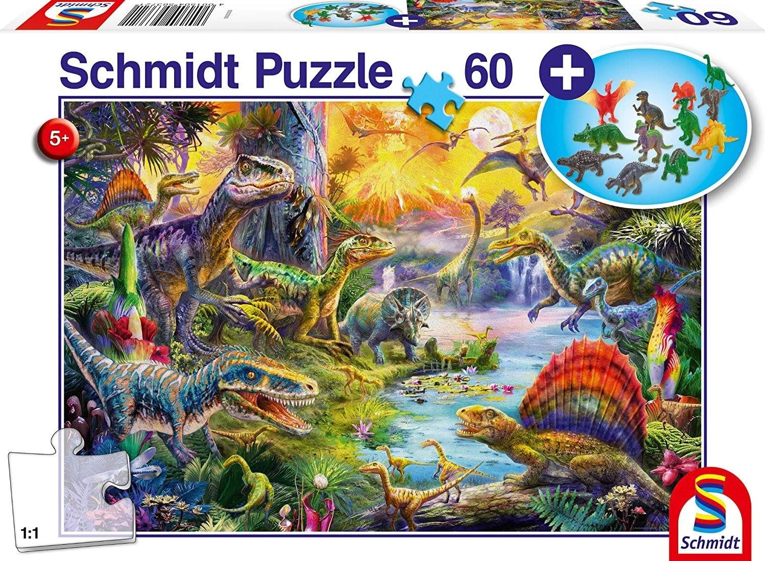 Puzzle Dinosaury 60 dielikov + darček (figúrky dinosaurov)