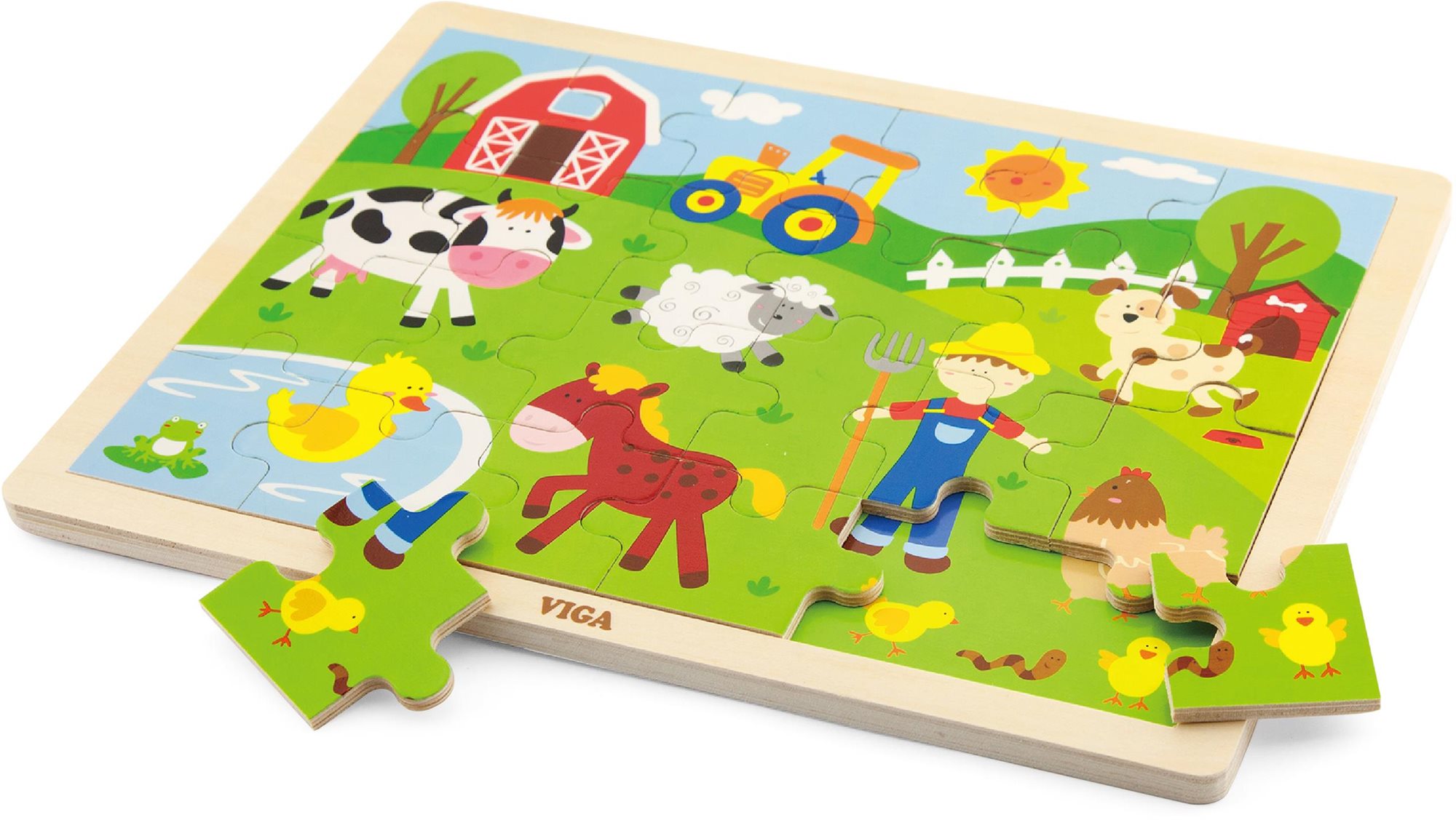 Drevené puzzle 24 dielikov – farma