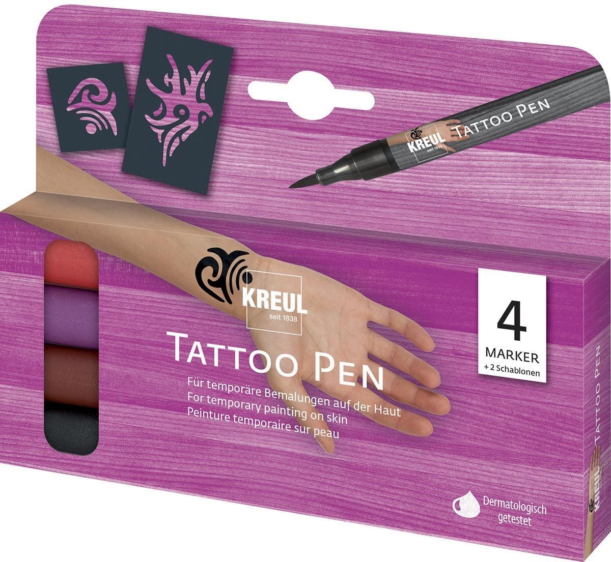 Kreul Tattoo Pen Set tetovacia sada, 4 farby