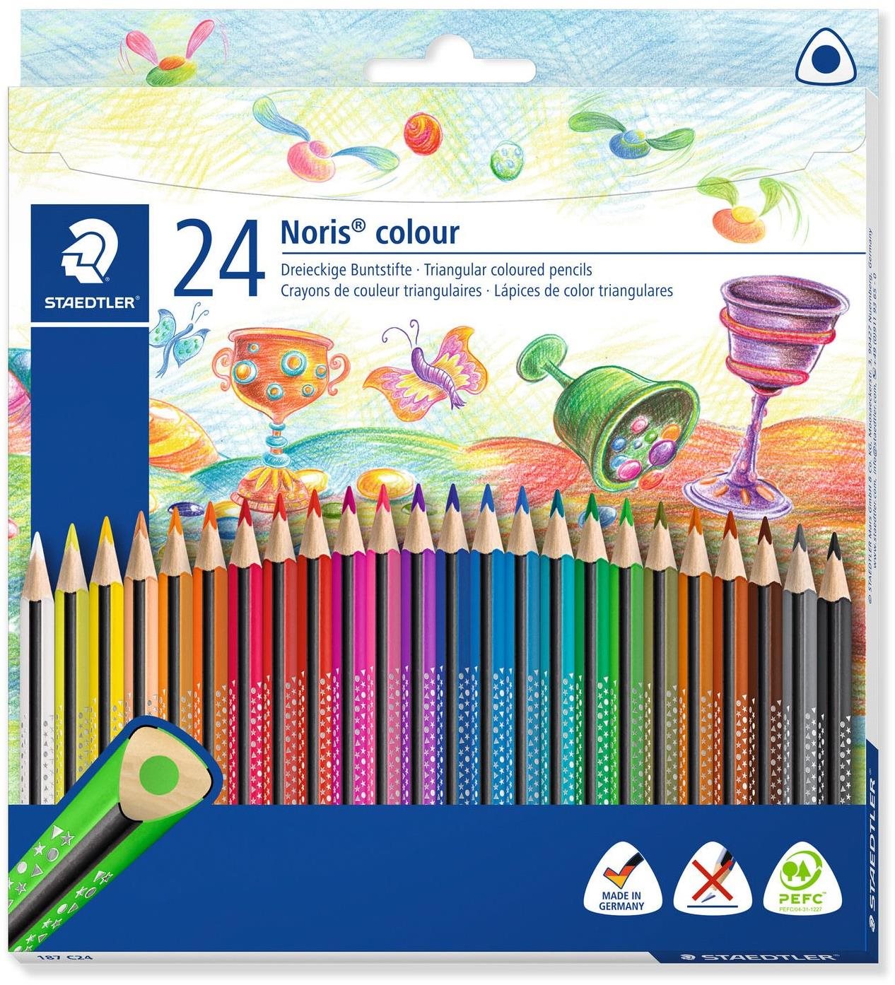 STAEDTLER „Noris Colour“ Farebné pastelky, 24 farieb, trojhranné