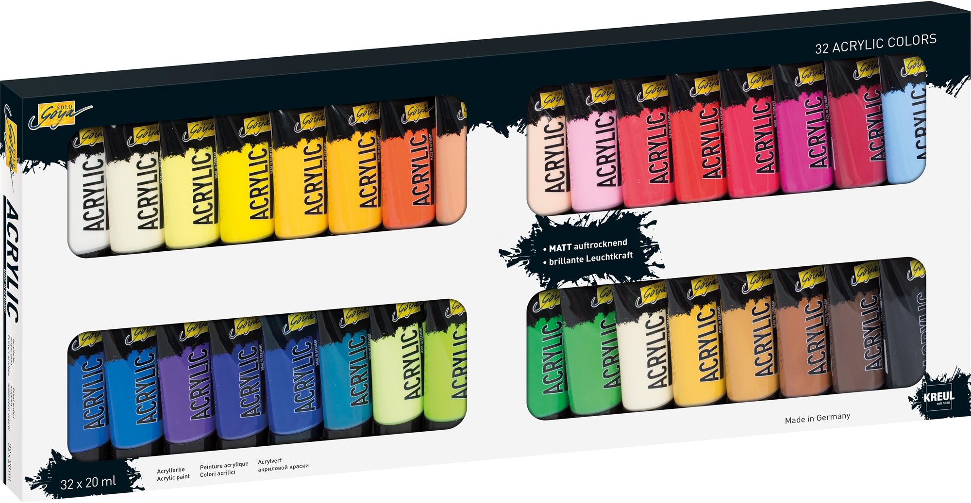KREUL Solo goya Sada akrylových farieb, 32 farieb, 20 ml v tube