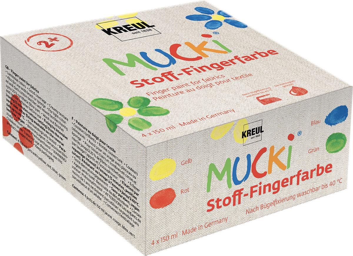 KREUL Mucki Sada prstových farieb na textil, 4 farby