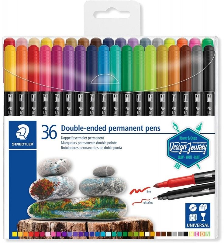 STAEDTLER Permanentné popisovače "Twin-tip" 36 farieb, 0,4/2,0 mm, obojstranné