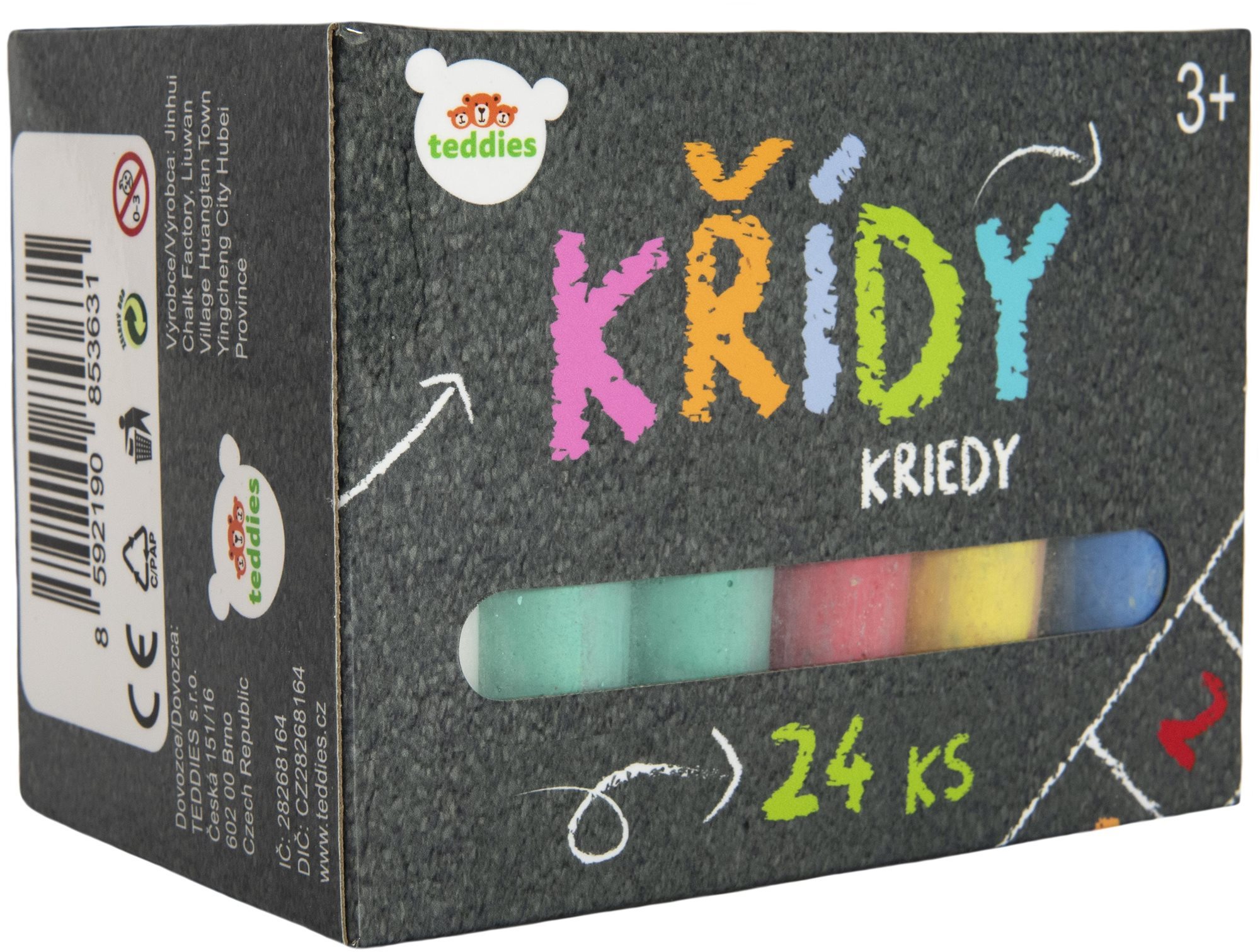 Teddies Kriedy farebné chodníkové 24 ks