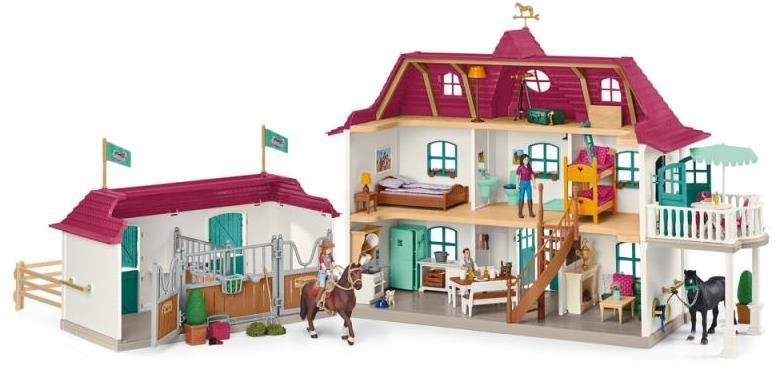 Schleich - Veľký dom so stajňou, príslušenstvom a kĺbovými figúrkami 42551