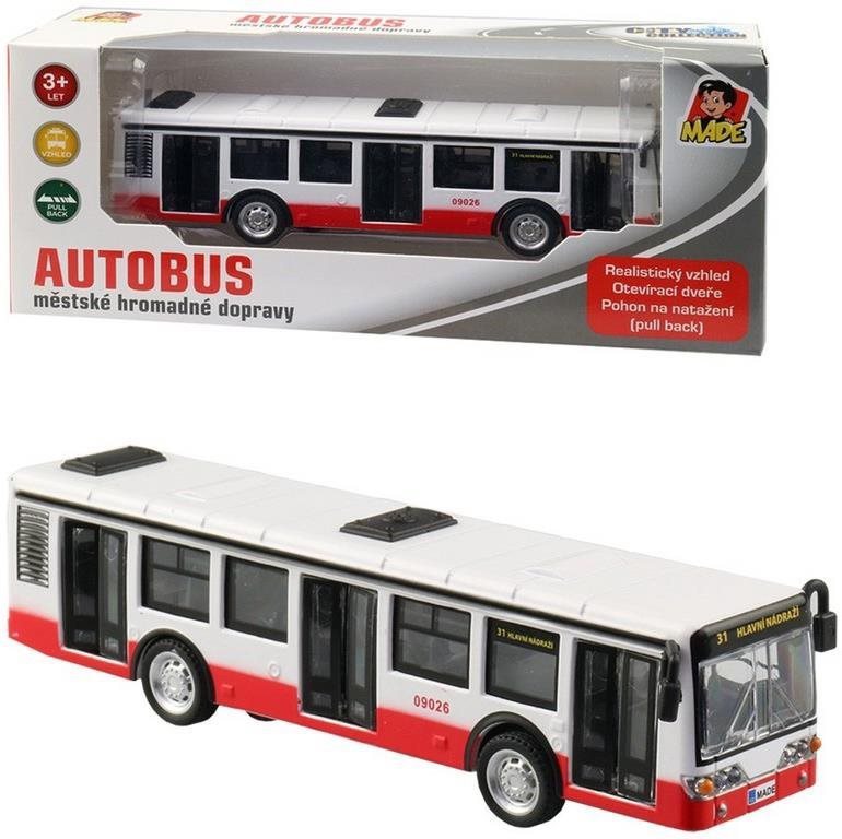 Autobus kovový na spätný chod, 16 × 3 × 3 cm