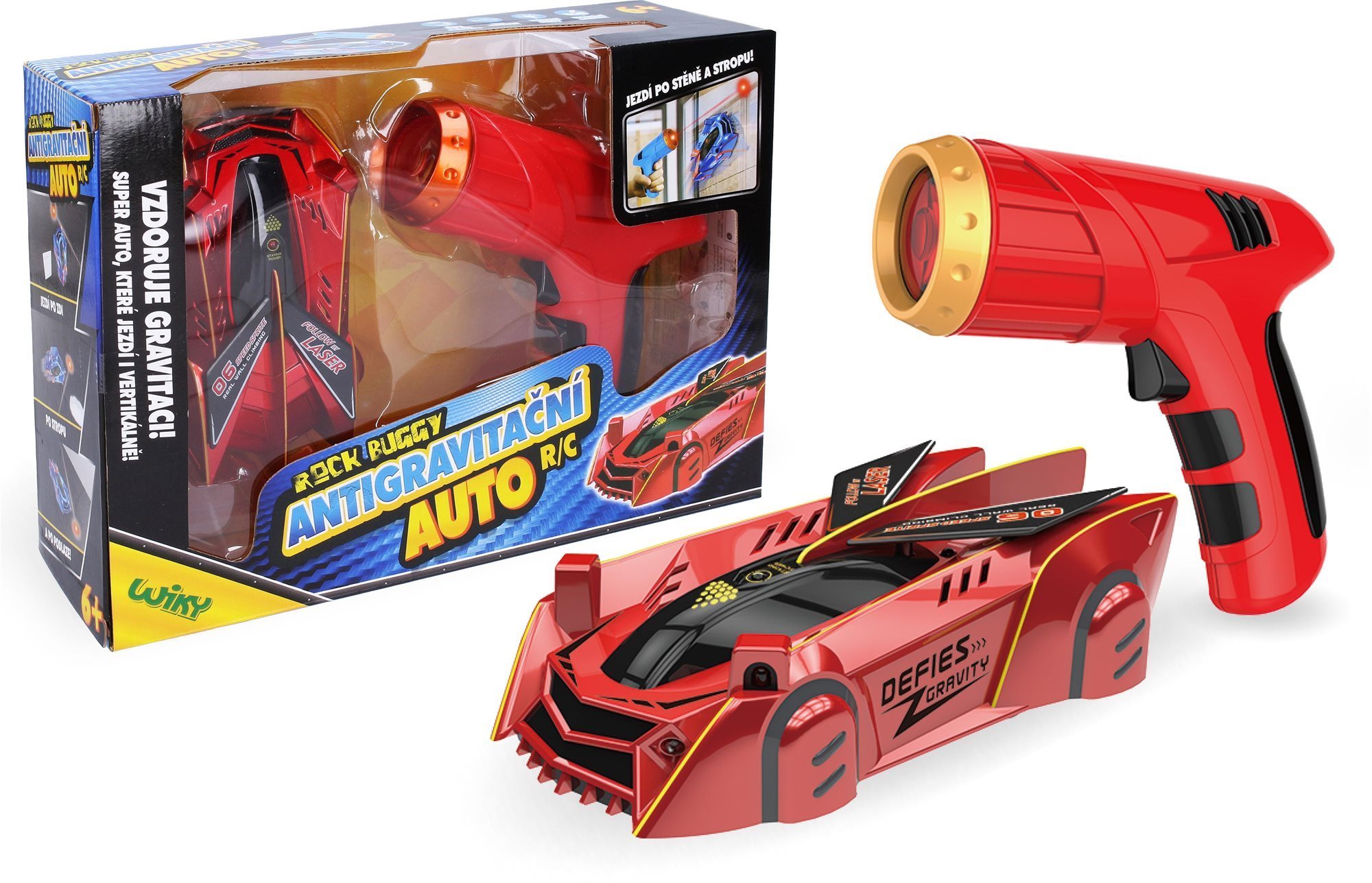 Rock Buggy Auto antigravitačné RC s laserom, 15 cm, červené