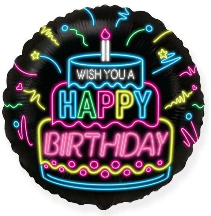 Balón fóliový happy birthday – narodeniny – torta – 45 cm