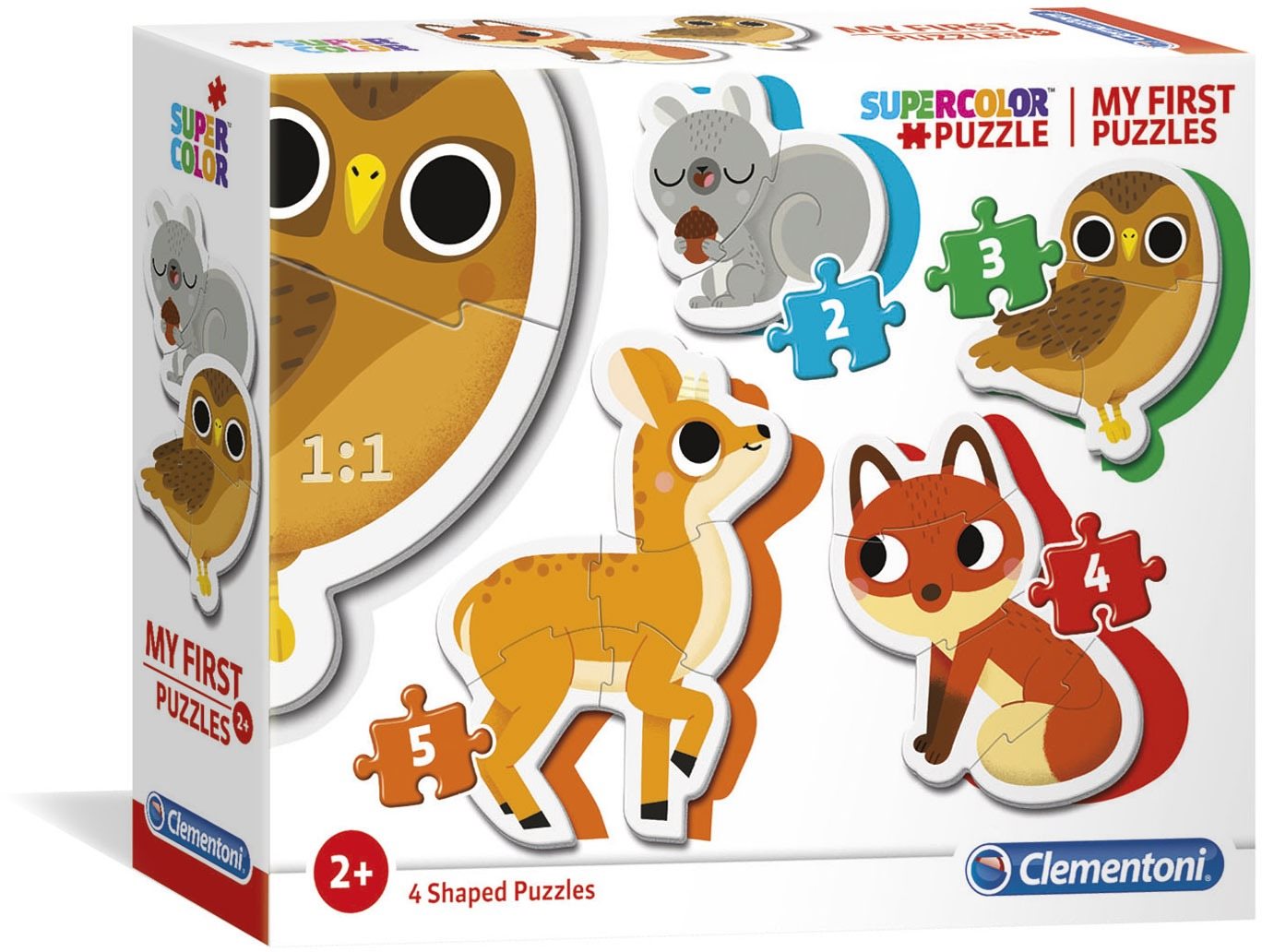 Clementoni Moje prvé puzzle Lesné zvieratká 4 v 1 (2, 3, 4, 5 dielikov)