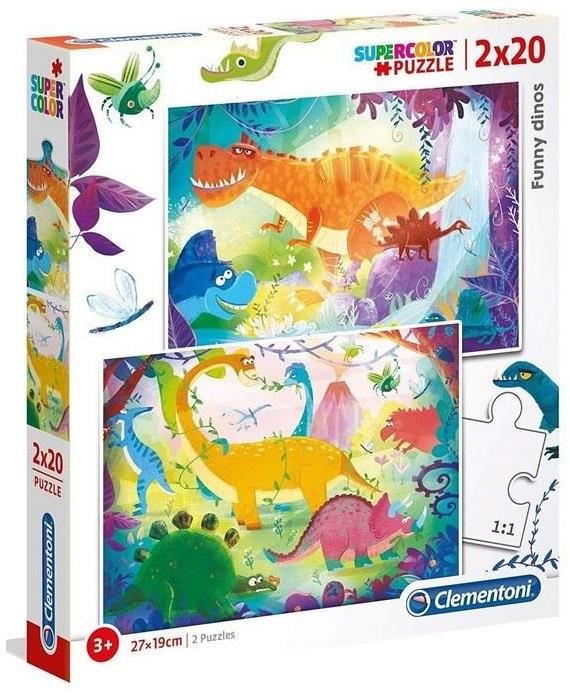 Clementoni Puzzle Zábavné dinosaury 2× 20 dielikov