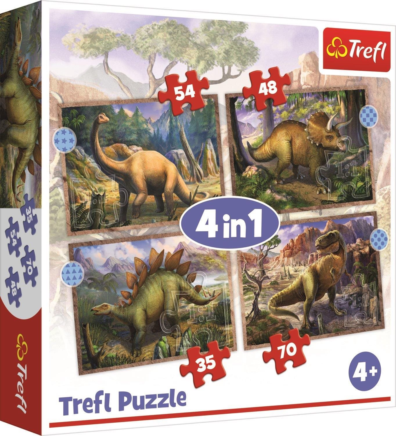 Trefl Puzzle Zaujímavé dinosaury 4 v 1 (35, 48, 54, 70 dielikov)