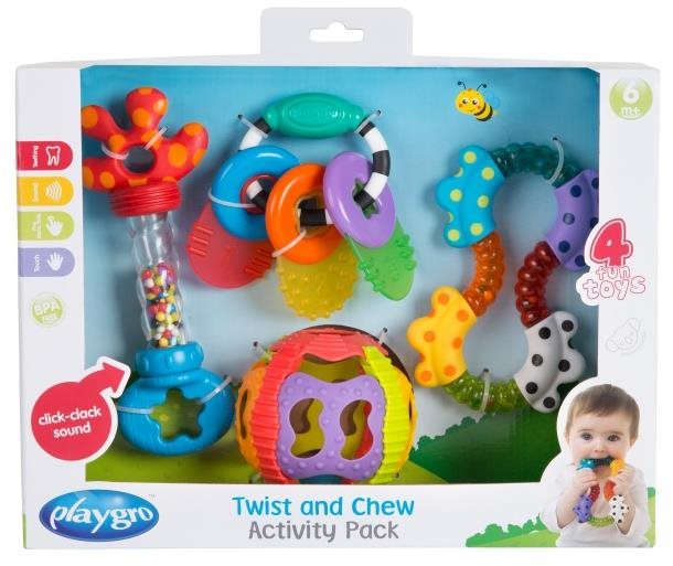 Playgro Darčeková súprava s hrkálkami a hryzadlami