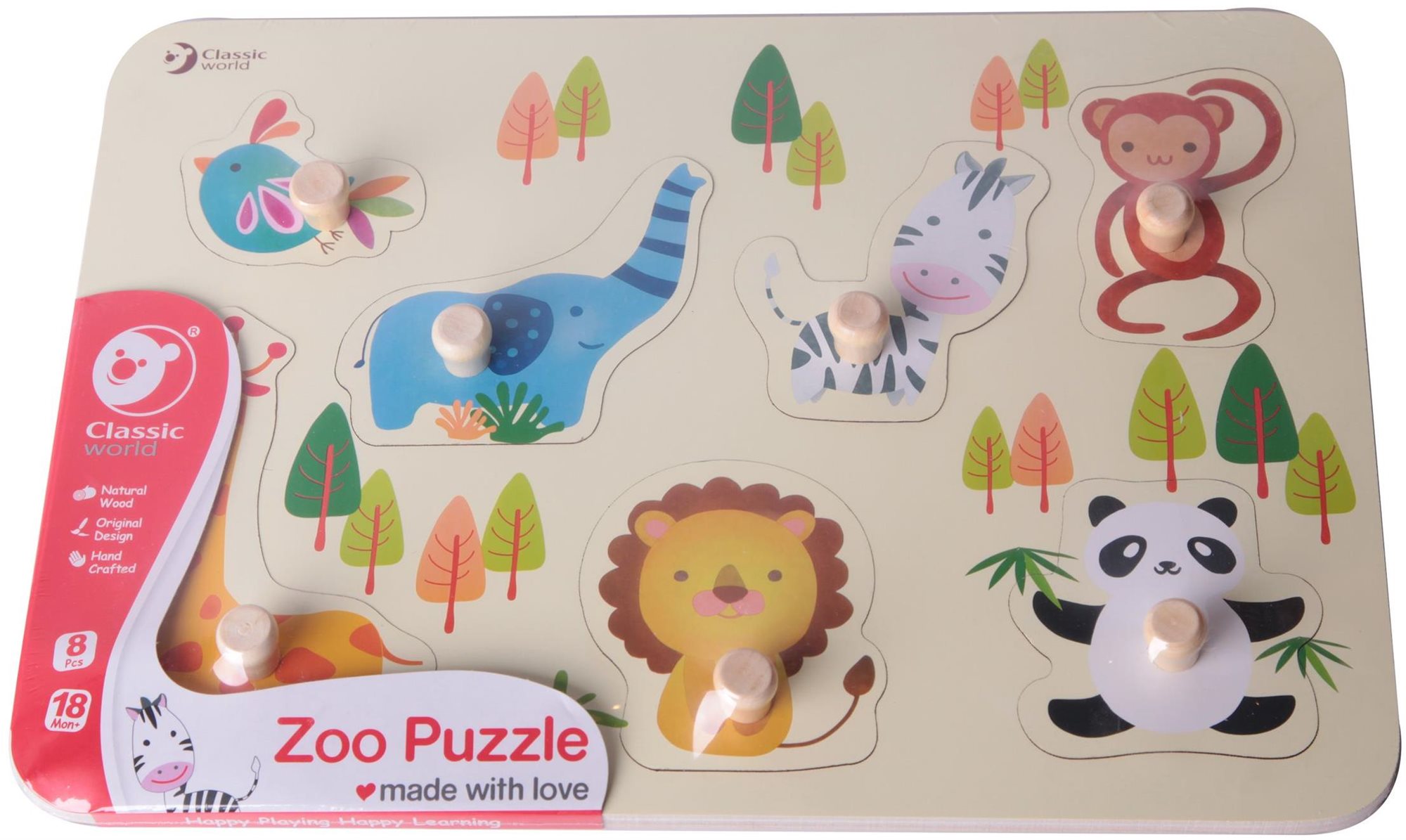 Teddies Puzzle dosková obrysová zoo