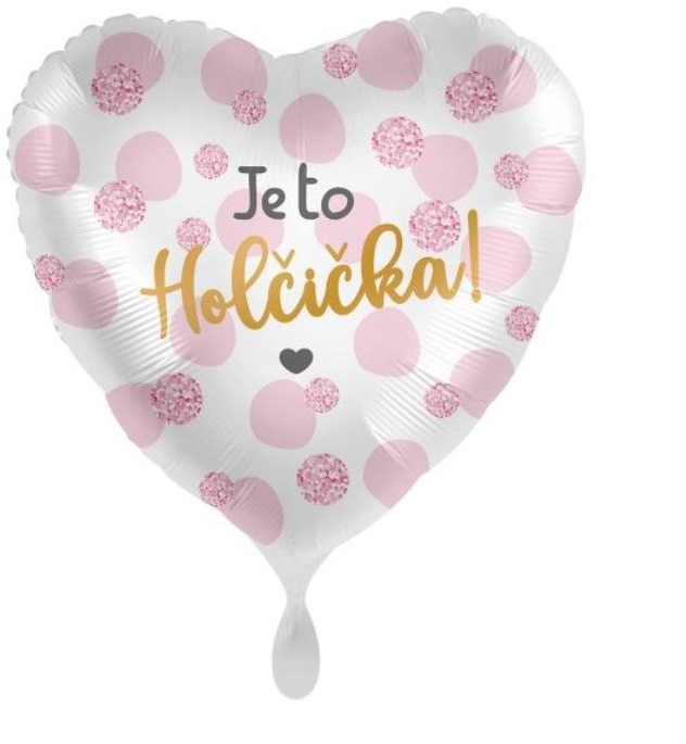 SMART BALLOONS Balón fóliový – je to holčička – srdce – 43 cm