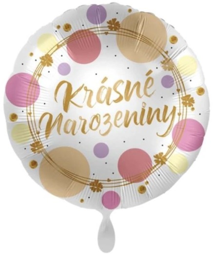 SMART BALLOONS Balón foliový - krásné narozeniny - kulatý - 43cm