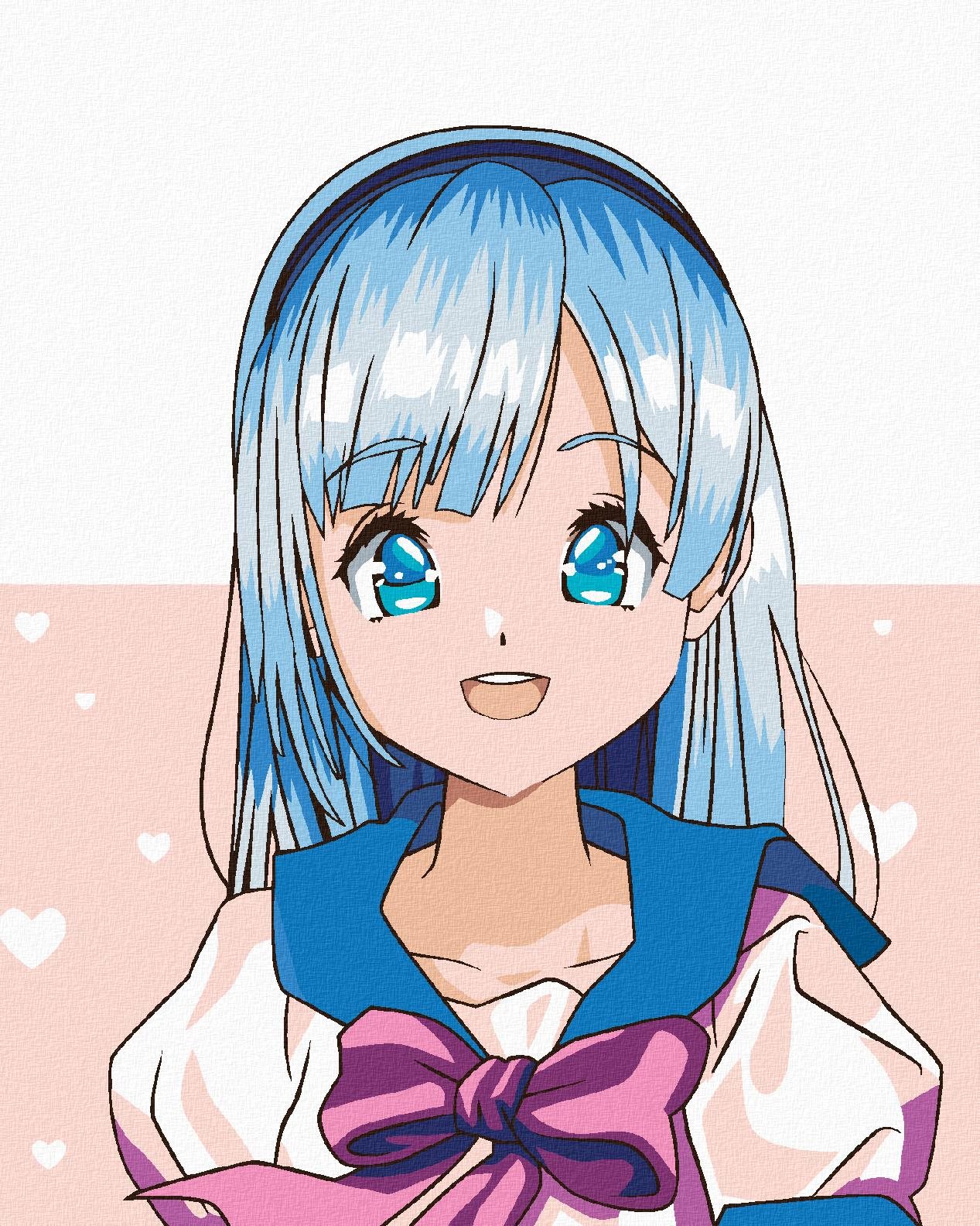Maľovanie podľa čísel – Anime dievča s mašľou, 40 × 50 cm, napnuté plátno na rám