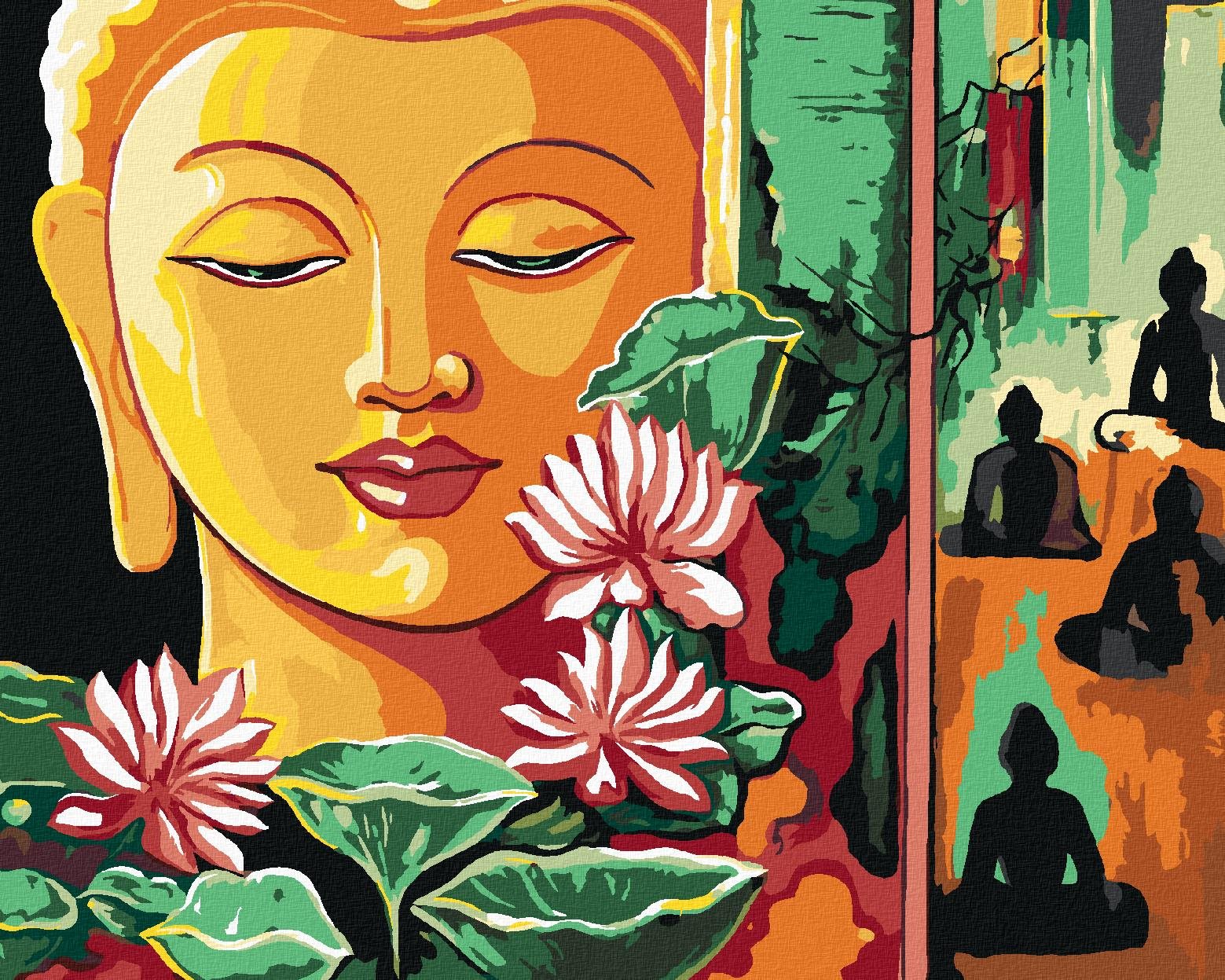 Maľovanie podľa čísel – Ázijský Budha, 80 × 100 cm, bez rámu a bez napnutia plátna