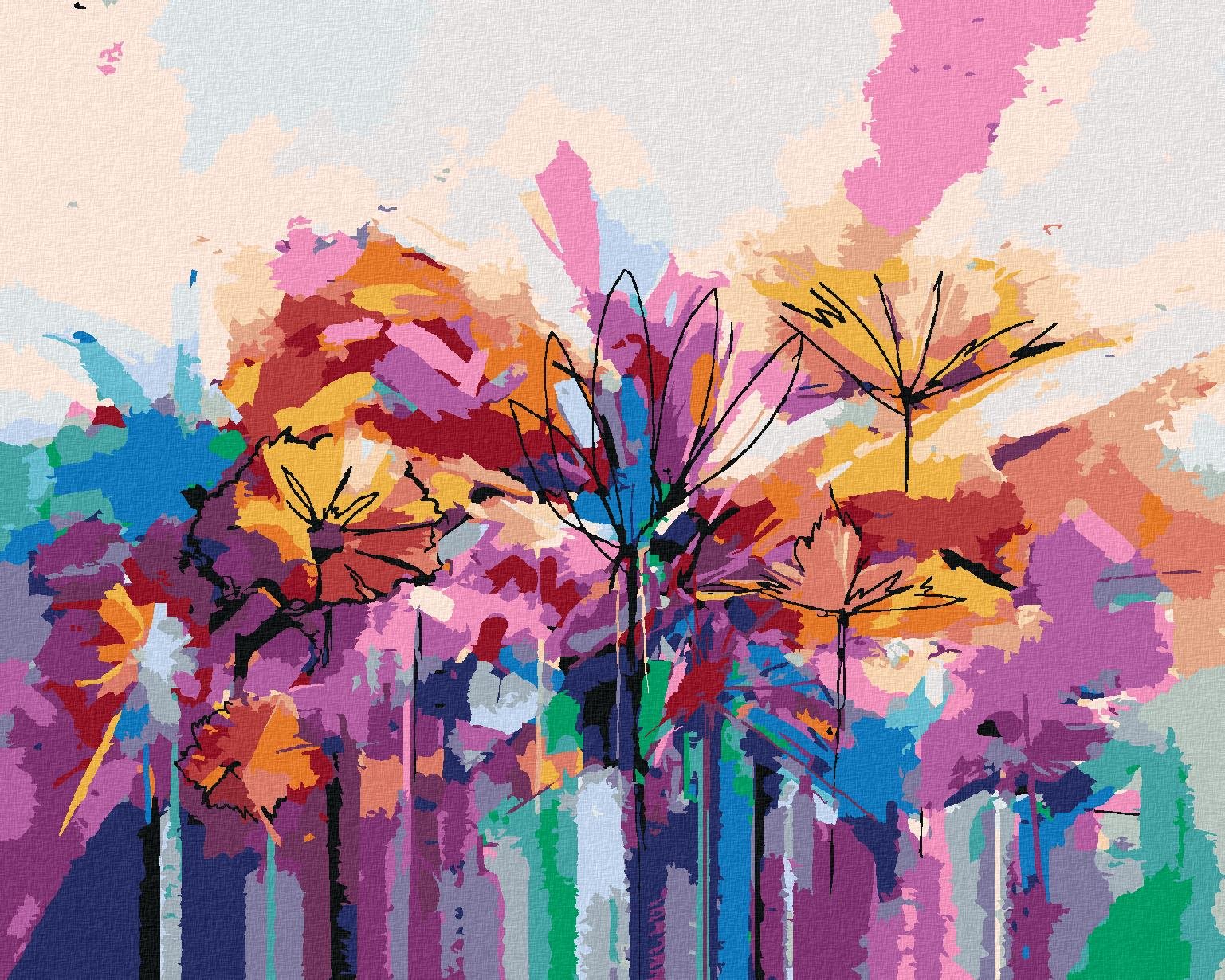 Maľovanie podľa čísel – Farebné letné kvety, 40 × 50 cm, bez rámu a bez napnutého plátna