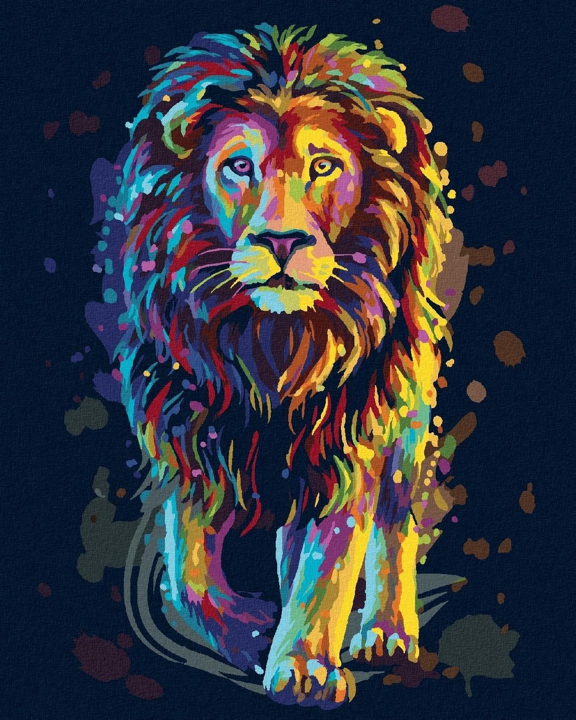 Maľovanie podľa čísel – Farebný lev portrét, 40 × 50 cm, bez rámu a bez napnutého plátna